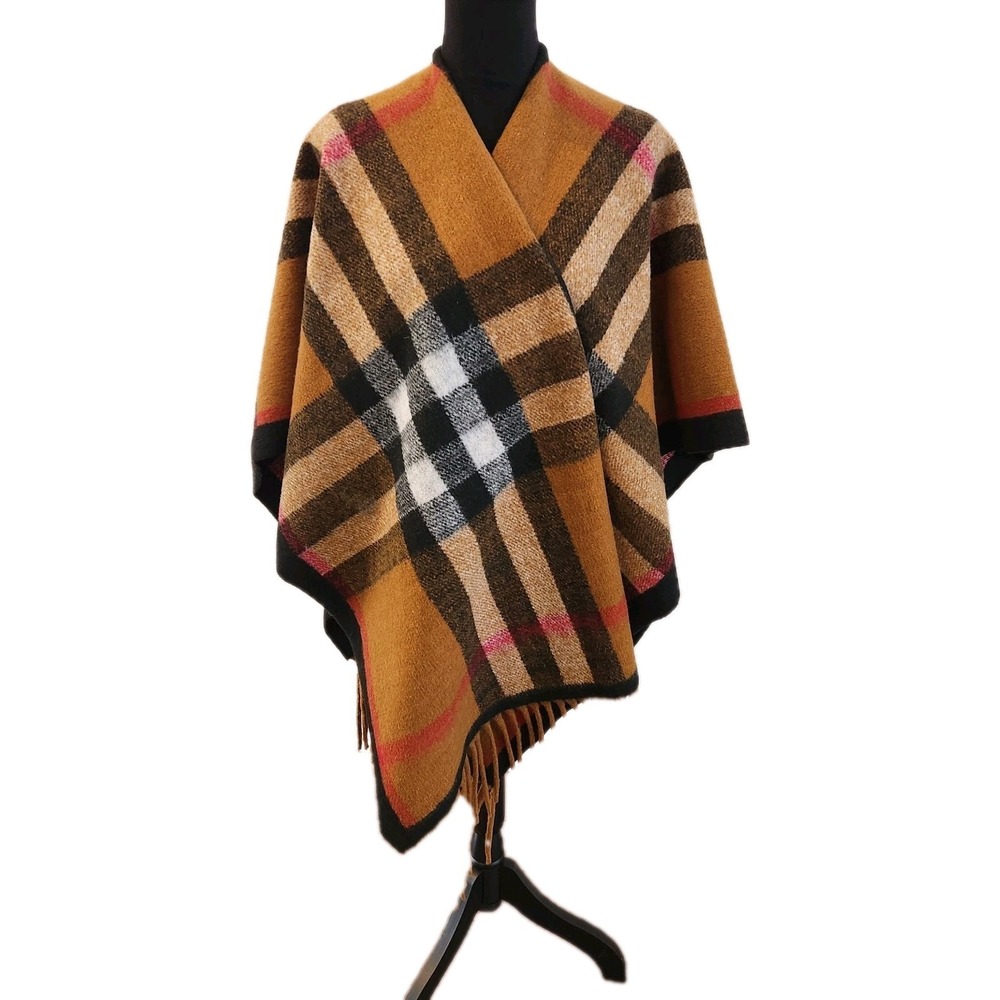 Cherie Bliss British‎ Black And Brown Plaid Shawl NWT